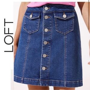 LOFT Button-Front Denim A-Line Skirt Size 10